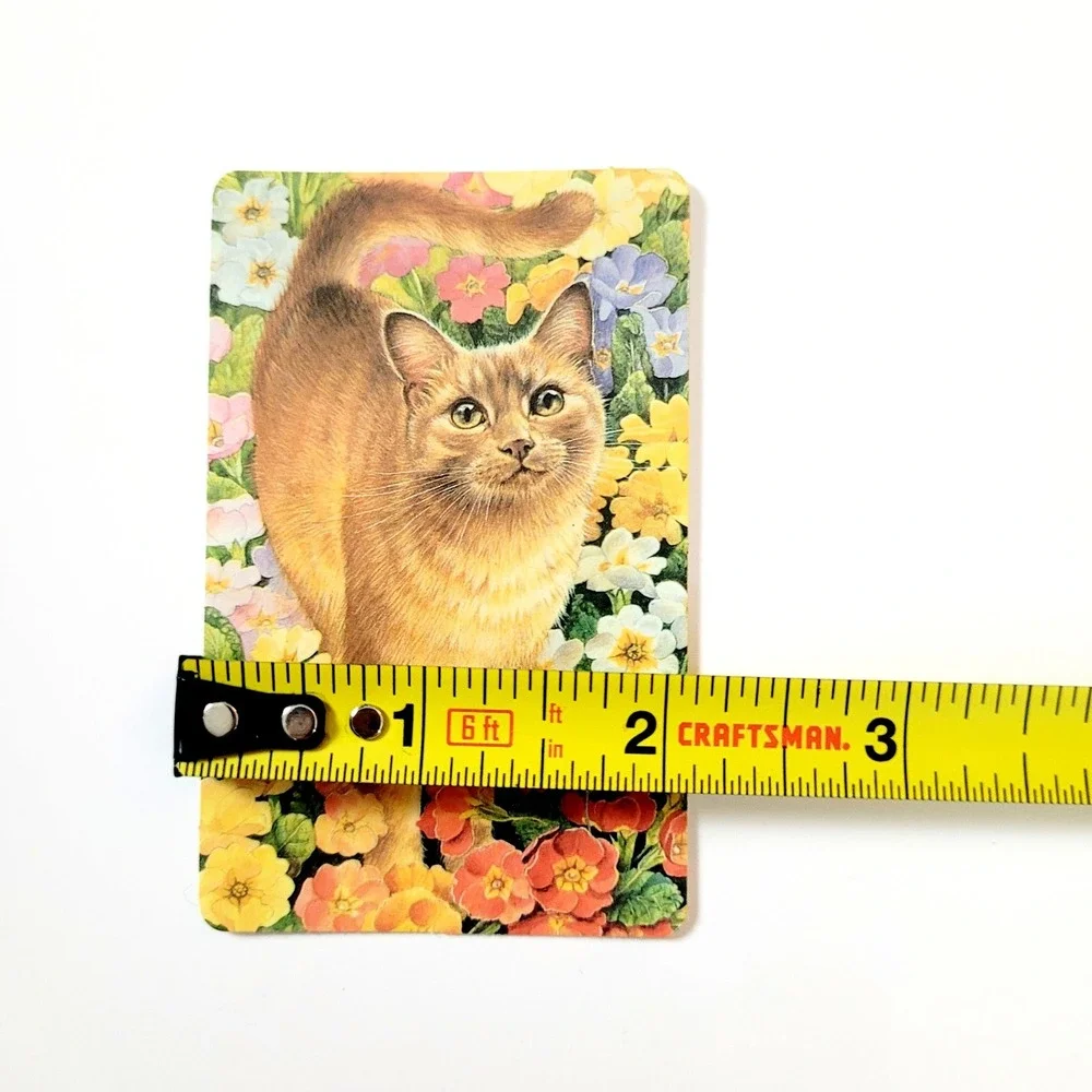 Vintage 90s Lesley Ivory Cats Card Bookmark- Spiro in Primulas 1990 Antioch W213